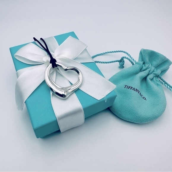 Tiffany & Co. 36 mm LARGE Open Heart Silk Cord Necklace with PACKAGING - Picture 9 of 9